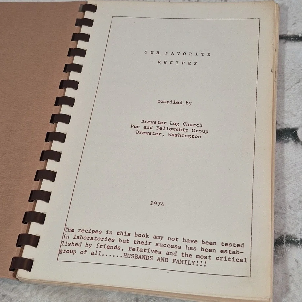 Our‎ Favorite Recipes Brewster Log Church 1974 Washington Vintage Cookbook
